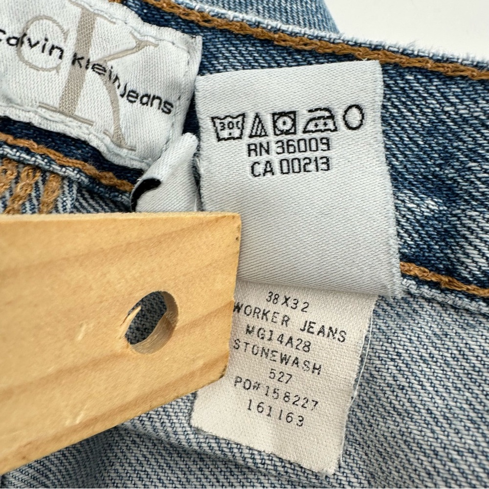 VTG Y2K Calvin Klein Carpenter Jeans Men’s 38 Cotton Faded Stonwash Distressed - Picture 4 of 16